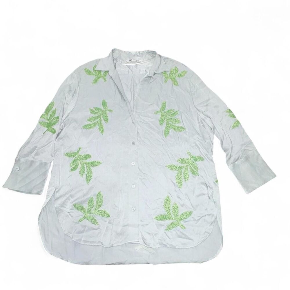 Zara Women's Green and Grey Shirt